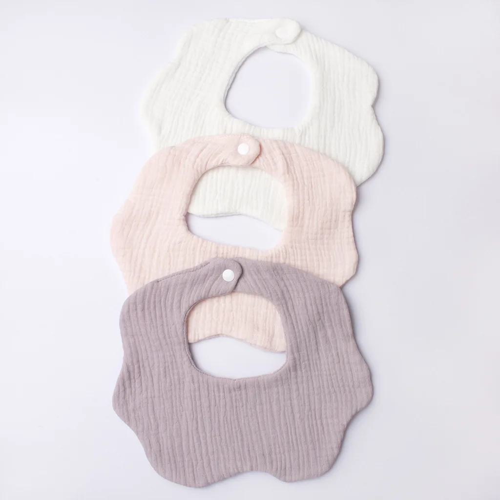 Baby Products Candy Colored Gauze Bib for Boys  Girls  Pure Cotton Comfortable Saliva Bib Baby Solid Colored Lace Saliva Towel