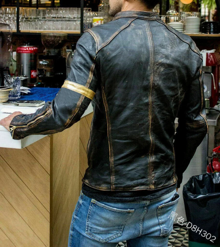 New 2023 autumn and winter men\'s leather jacket fashion men\'s juvenile stand-up collar men\'s motorcycle leather jacket for men