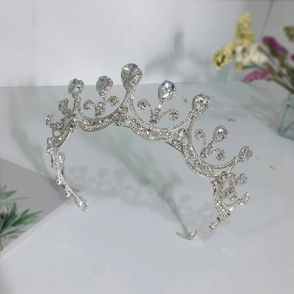 

Shiny Zircon Crown Bride Tiara Rose Color Loose Diamond Alloy Wedding Headb Perfect for Parties Festivals Photography Fashion