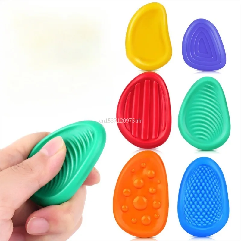 New Fidget Toys Adults Sensory Silicone Stone 6 Pack Textured for Autism Kids Calming Down Fidget Stress Relief Office Toys