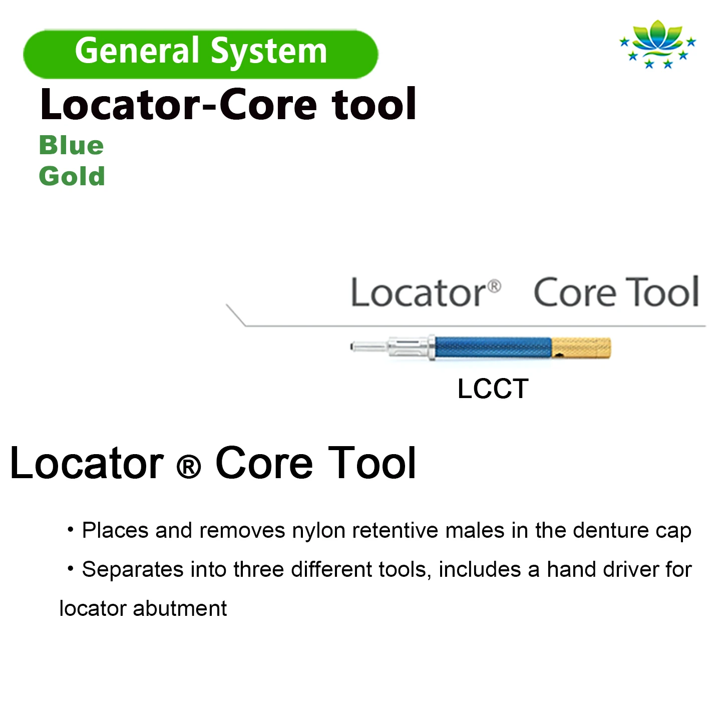 Universal 3-in-1 Dental Core Locator Tool for Removing Inserting Caps Metal Fixture Driver Wrench Hand Instrument Surgical Kit