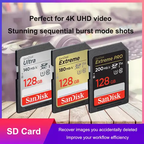 SanDisk Ultra/Extreme/Extreme PRO SD Card 32GB SDHC UHS-I 64GB/128GB 256GB SDXC UHS-I full size SD Card for camera Full HD video