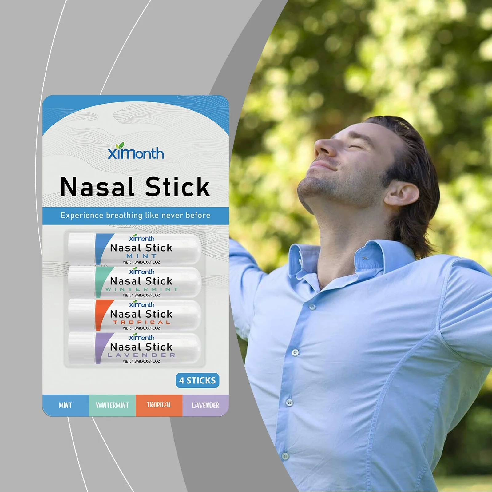 Nasal Stick 4 Pack Boom Boost Focus Enhance Breath Long Lasting Refreshing Sensation Aromatherapy Inhalation Cooling Oil Stick