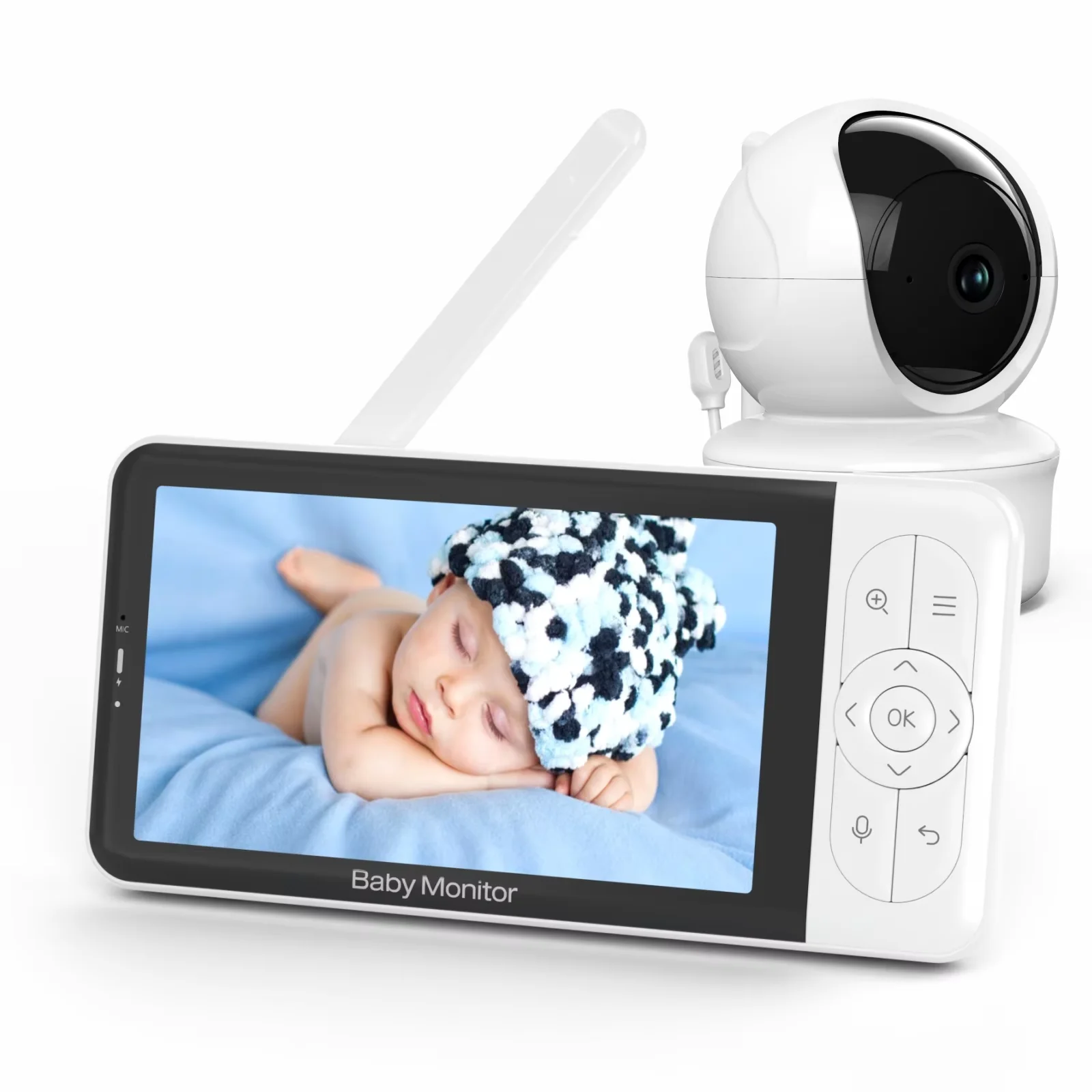 Babystar 5-inch Tuya Baby Monitor, 1080P High-Definition WiFi Remote Mobile App Control, 3000mAh Battery, Multi-User Support. view 2