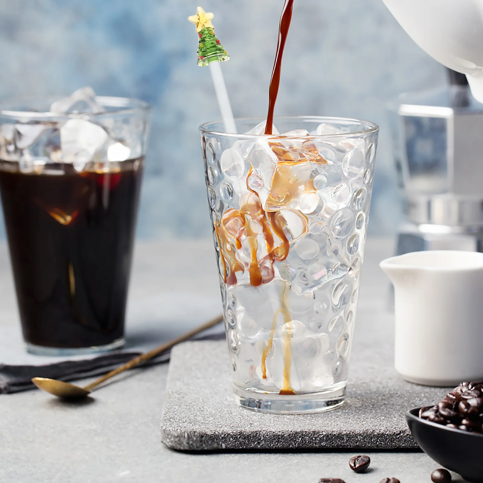 

Christmas Tree Glass Drink Stirrer Long Handle Cocktail Mixing Rod Festive Holiday Party Accessories Beach Party Stirrers