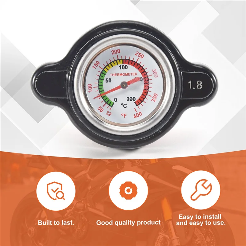 A45F-High Pressure Radiator Cap With Temperature Gauge, 1.8 Bar Radiator Cap 25.6Psi For Honda, Kawasaki, Suzuki, Yamaha