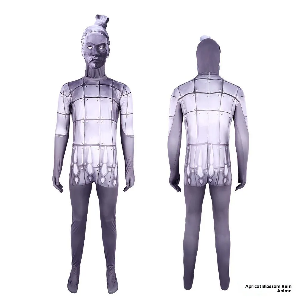 مجموعة أزياء تنكرية للأطفال على شكل محاربي القبور القديمة، ملابس تنكرية لهالوين على طراز شخصيات الجيش لشي هوانغ من أسرة تشين