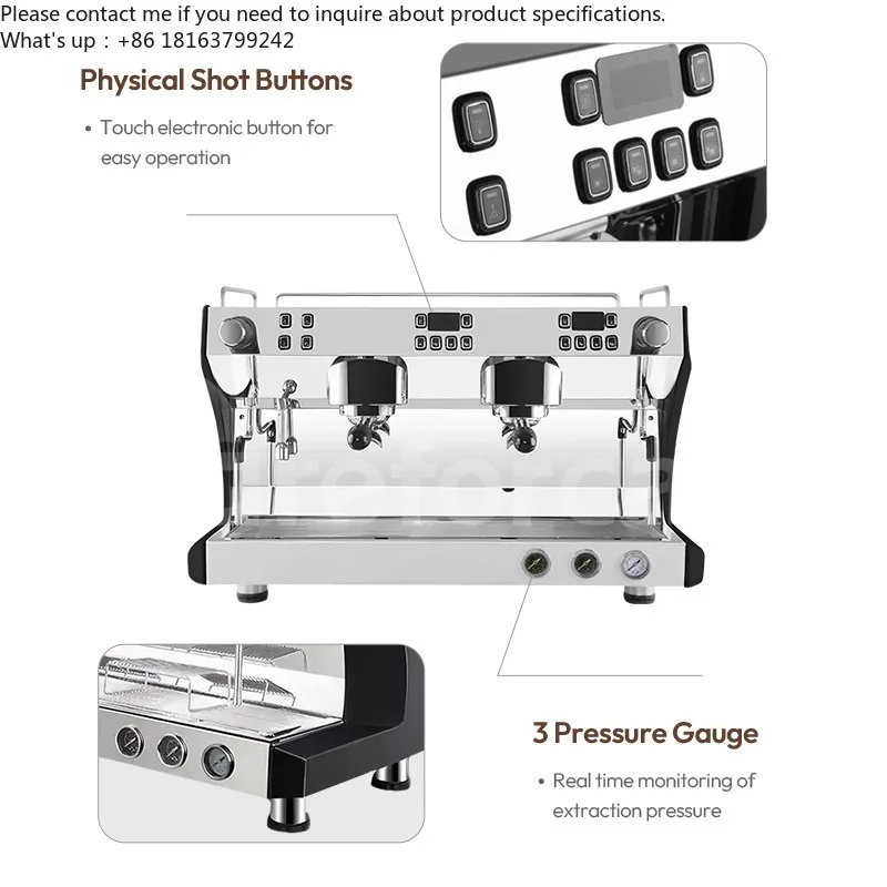 

Careforcafe 4200W Stainless Steel Triple Boilers 2 Groups Professional Expresso Coffee Machine Commercial