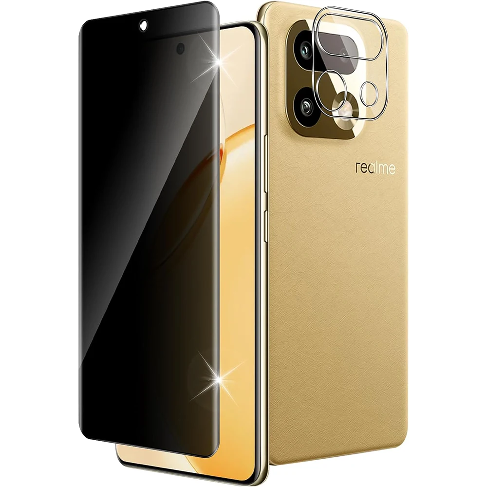 

3D Curved Pivacy Tempered Glass Anti-Spy Screen Protector Film Camera Lens for Reallme 16 Pro Plus RMX5131--(No Fingerprint)