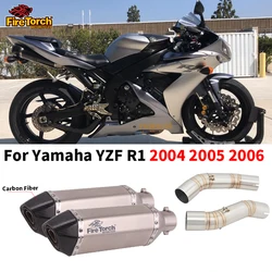 Slip On For Yamaha YZF R1 2004 2005 2006 Motorcycle Exhaust Espace Modified Mid Link Pipe Connect 50.8MM Carbon Fiber Muffler