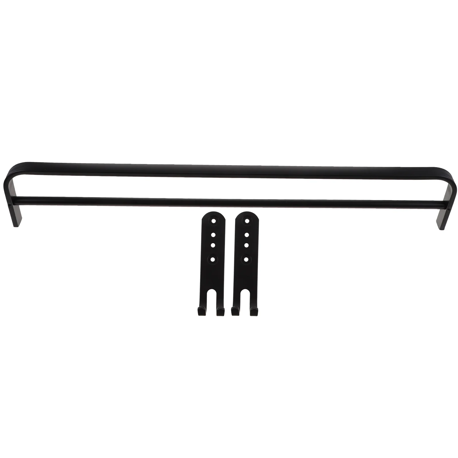 

Dual Hook Wall Mount Towel Rack Self-Adhesive Bathroom Organizer Aluminium Alloy Multi-Use Coat Hanger Grey Modern Style