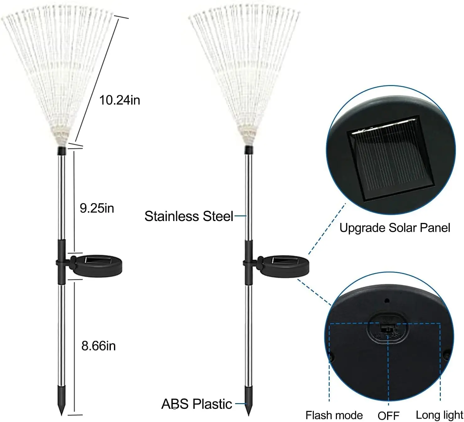 4 عبوات من مصابيح الطاقة الشمسية الخارجية المقاومة للماء مع 120 خرزة وميض LED - سلك نحاسي قابل للانحناء لتزيين ساحة P