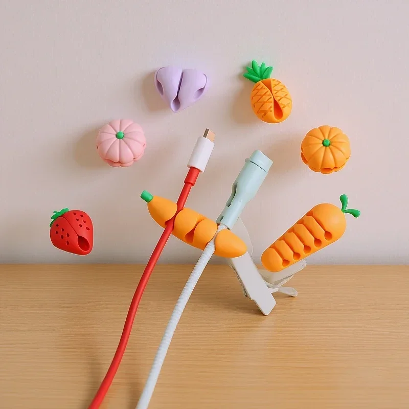 2/4Pcs Cute Love Pineapple Cable Winder Cable Organizer Adhesive Cord Holder Multipurpose Wire Management Clips For Desk Wall