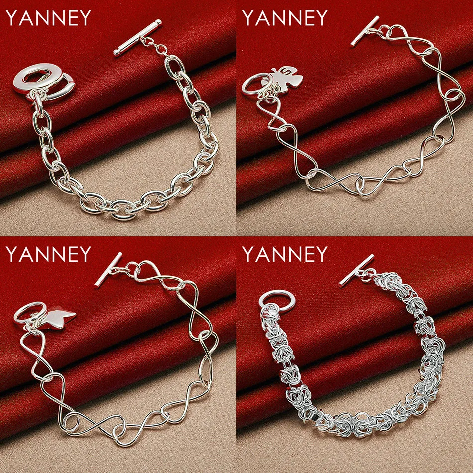 

925 Sterling Silver 8 Inch Delicate Woven Star Bracelet Women Jewelry Accessories Fashion Charm Party