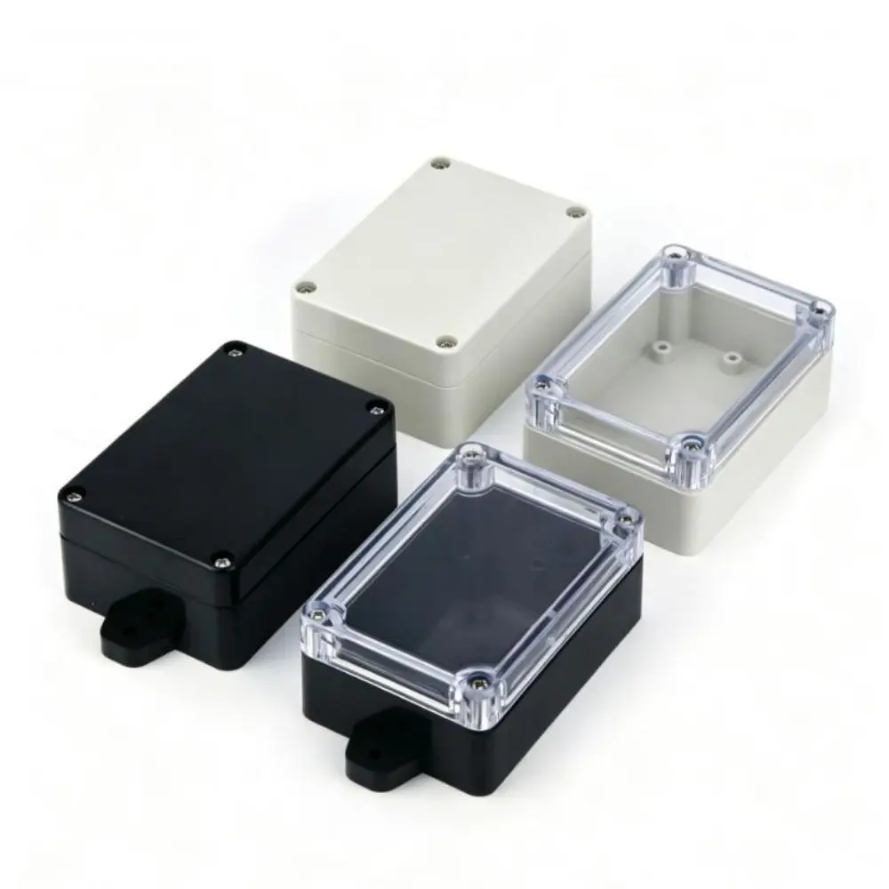 New Small Ear Plastic Box Power Case Waterproof ABS Black/White Transparent Cover Outdoor Electrical Project Boxes