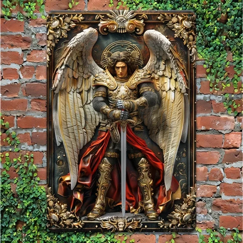 Aluminum Archangel Michael Sign, Vintage Retro Wall Art, Decorative Plaque for Home, Office, Cafe, Bar, Garage, 8X12 in/12X18 In