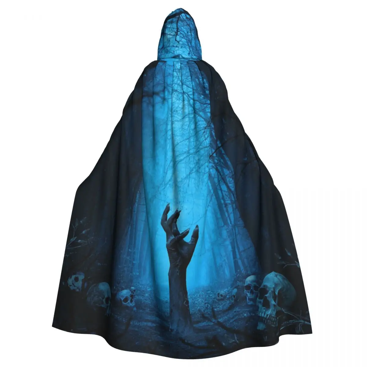 

Dark Forest Cloak Featuring Skeleton Hand for Halloween Parties Unisex Adult Cloak with Hood Long Witch Costume Cosplay