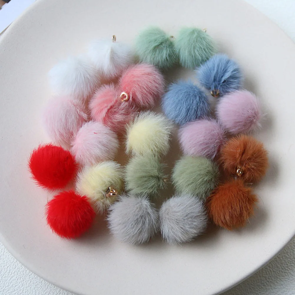30 Pcs Locket Plush Yarn Ball Multi-function Pendant Materials Woolen Wear-resistant Key Chain