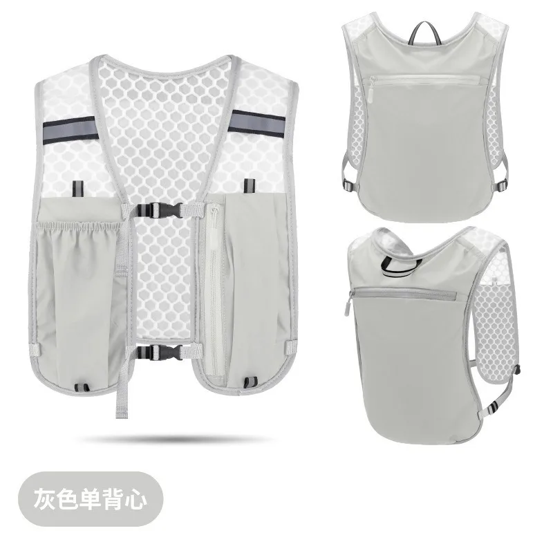 Lightweight Reflective Running Vest, Hydration Water Chest Pack with Phone Storage Pocket, Unisex Biking & Marathon Jogging