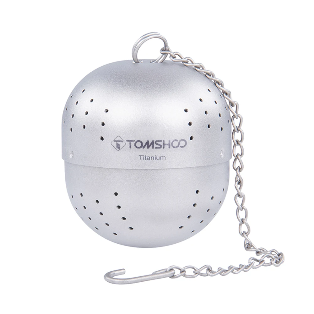 Tomshoo Titanium Tea Ball Infuser Lightweight Tea Steeper Extra Fine Mesh Tea Filter with Extented Chain Hook Camping Equipment