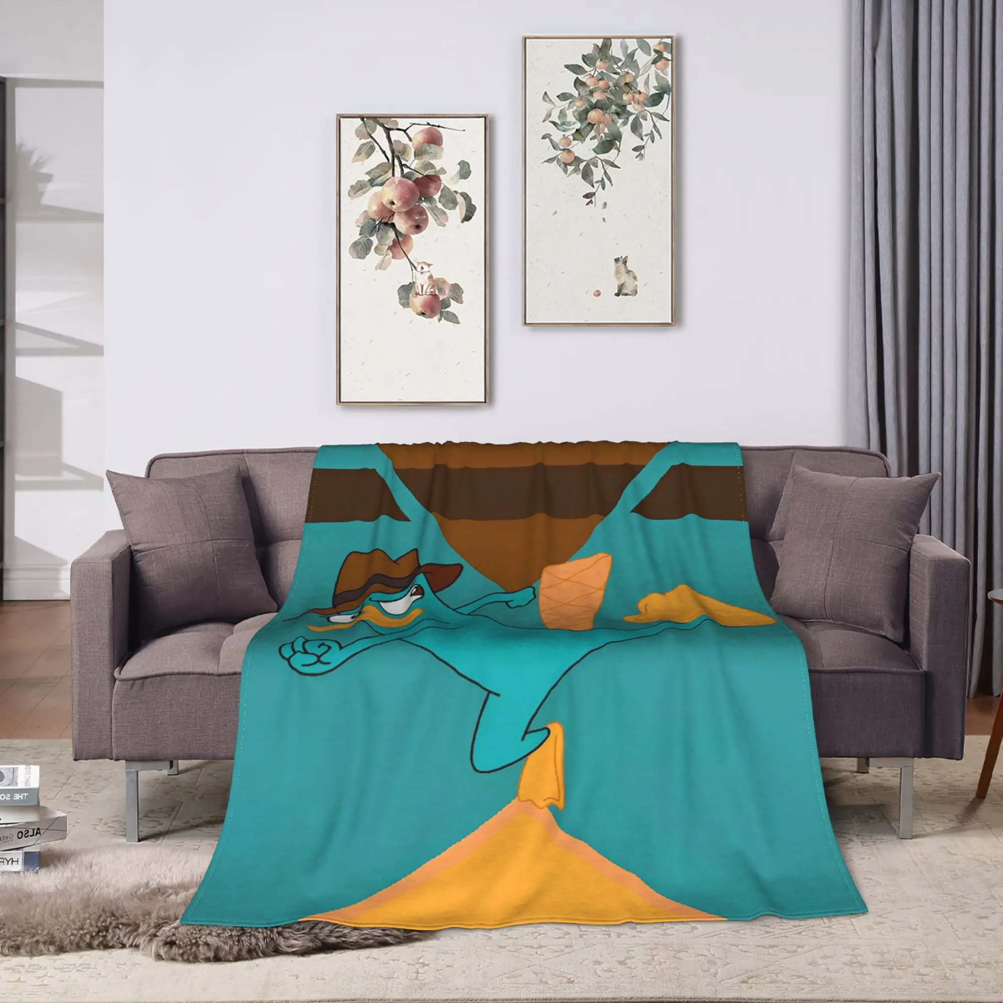 Perry the Platypus Blanket Quality Warm Soft  Throw Blanket Autumn Boy Girl Couch Bed Funny Bedspread