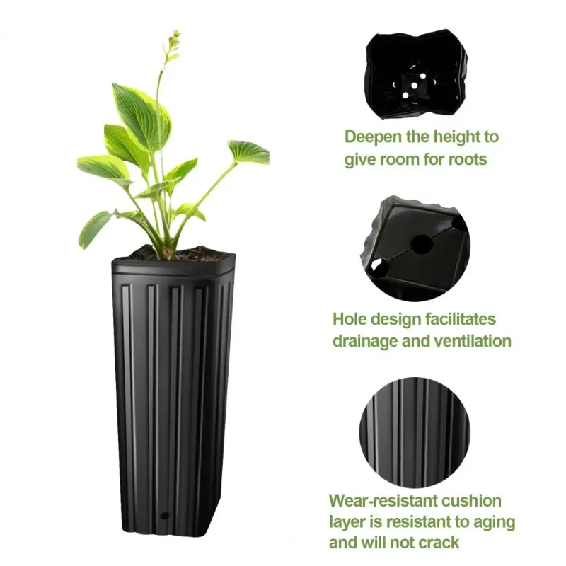 New Arrival Deep Plant Nursery Pots for Garden Accessories with Drainage Holes Flower Germination Seedling Container Pot