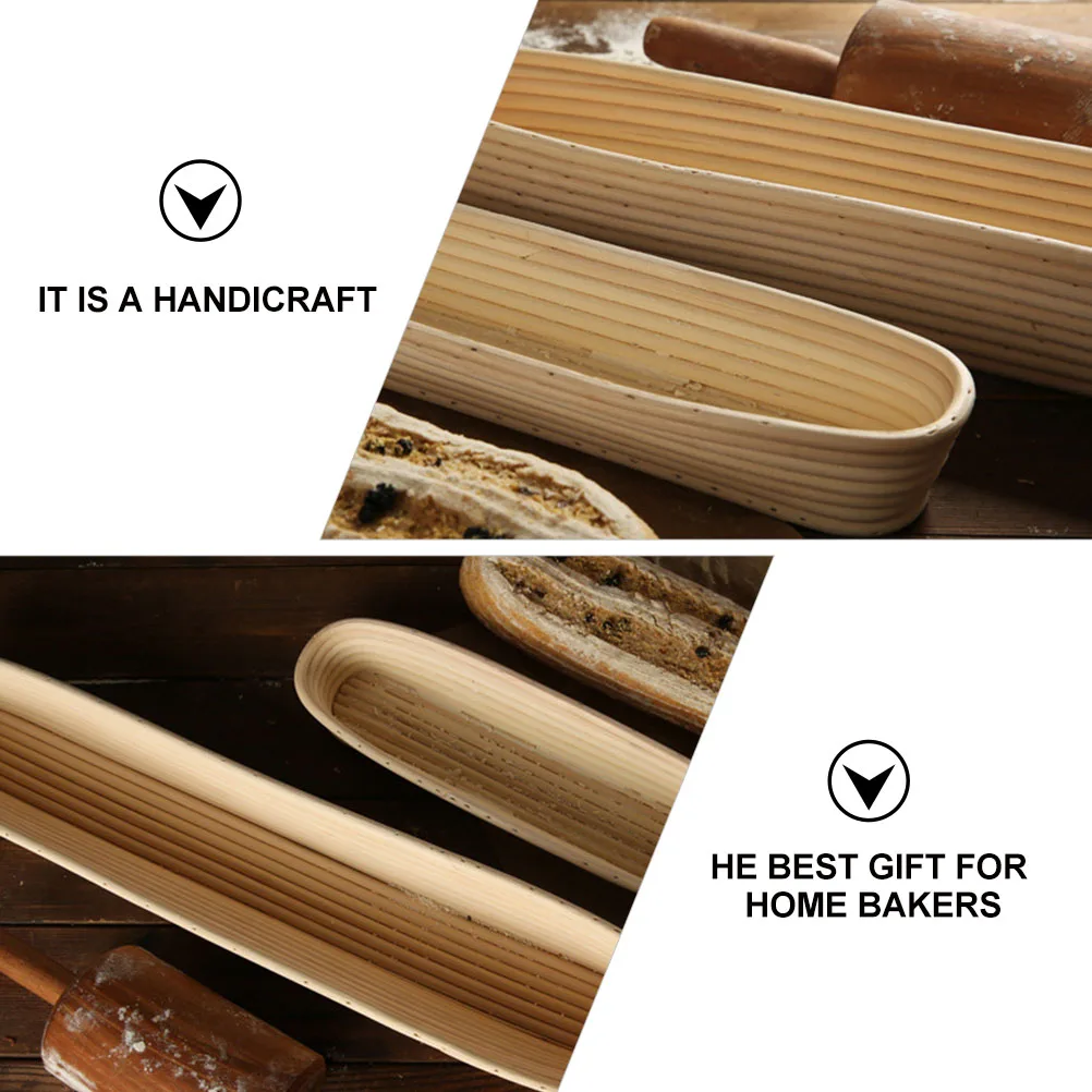 

Bread Basket 34x10x5.5cm Proofing Tool Cloth Cover Baking Shaping Reusable Natural Material Bread Pan