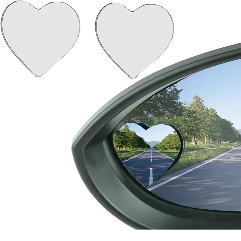 4pcs Car rearview mirror heart shape high definition auxiliary wide angle love mirror convex surface