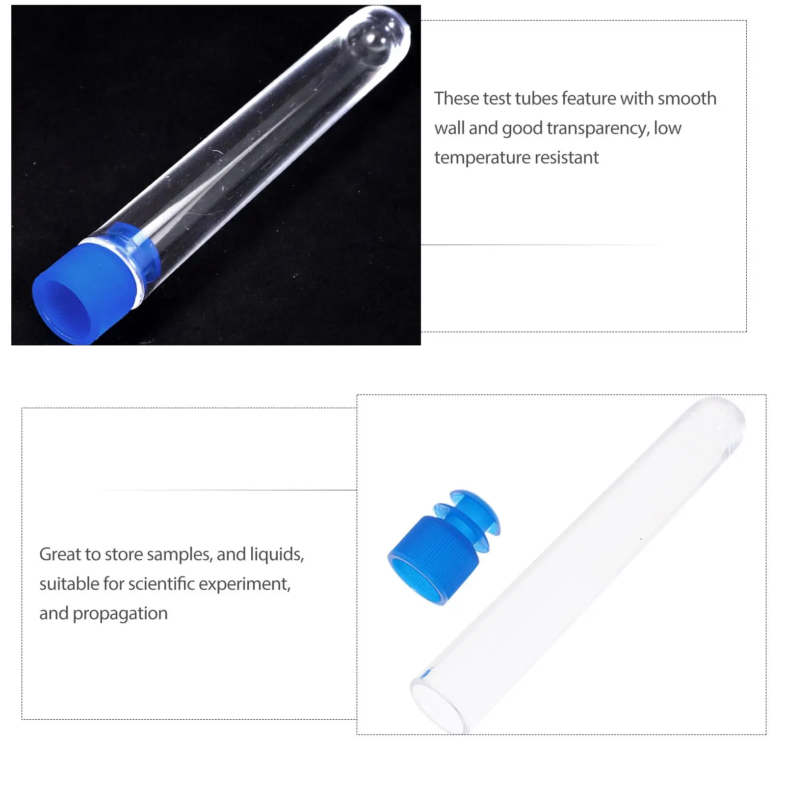 50 Stück Labor-Reagenzgläser, leichte Röhrchen, klare Probenfläschchen, stabile Visualisierung