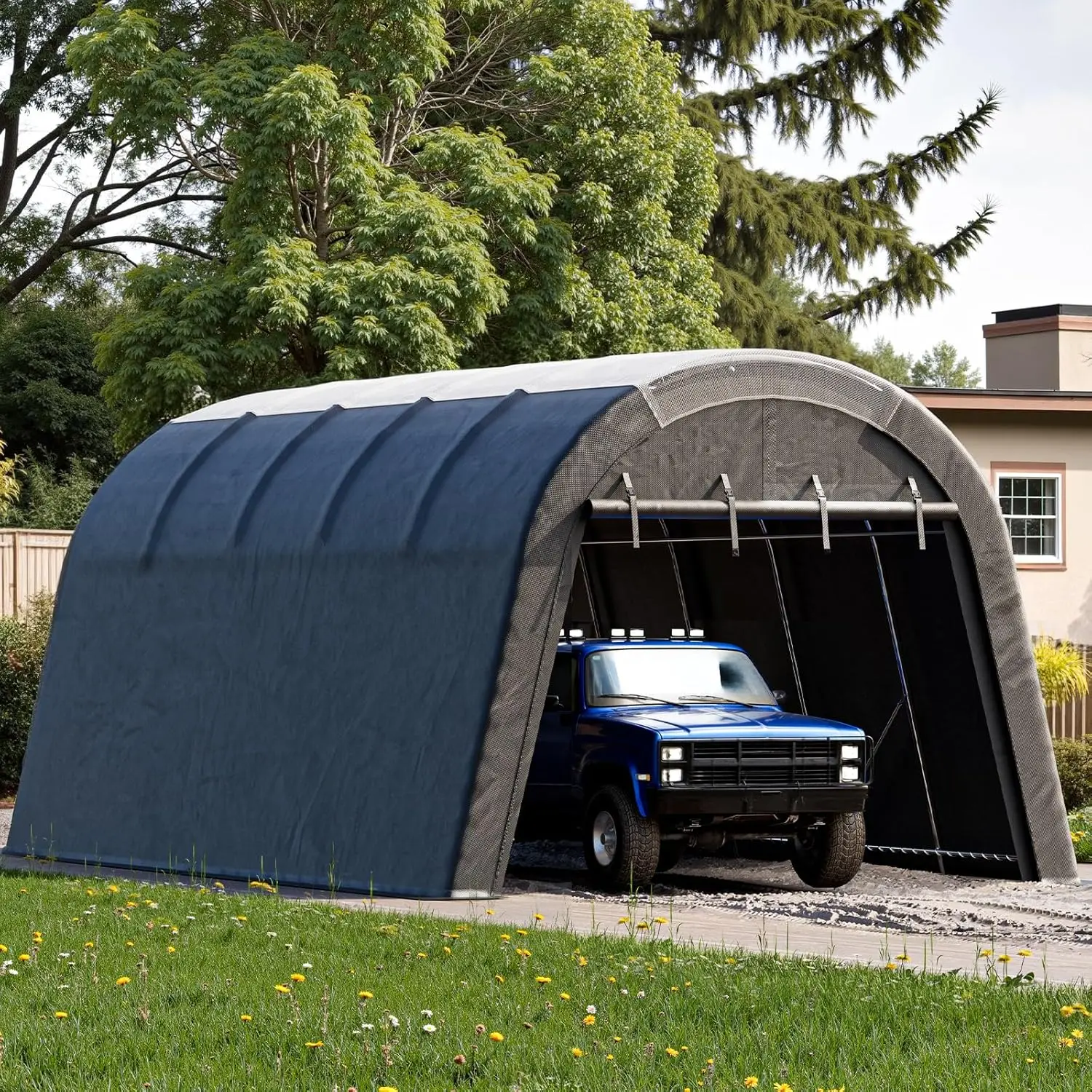

Carport 12x20 ft Heavy Duty w/Translucent Roof, All-Season Waterproof UV Protected Outdoor Car Ports w/Reinforced, Customized