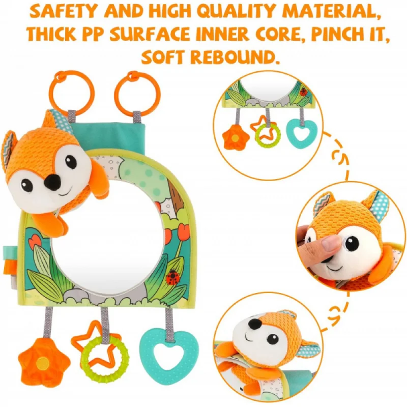 Lindo espejo retrovisor de animales para bebé, adornos de cochecito, juguetes de seguridad para asiento de coche para niños pequeños, regalo relajante