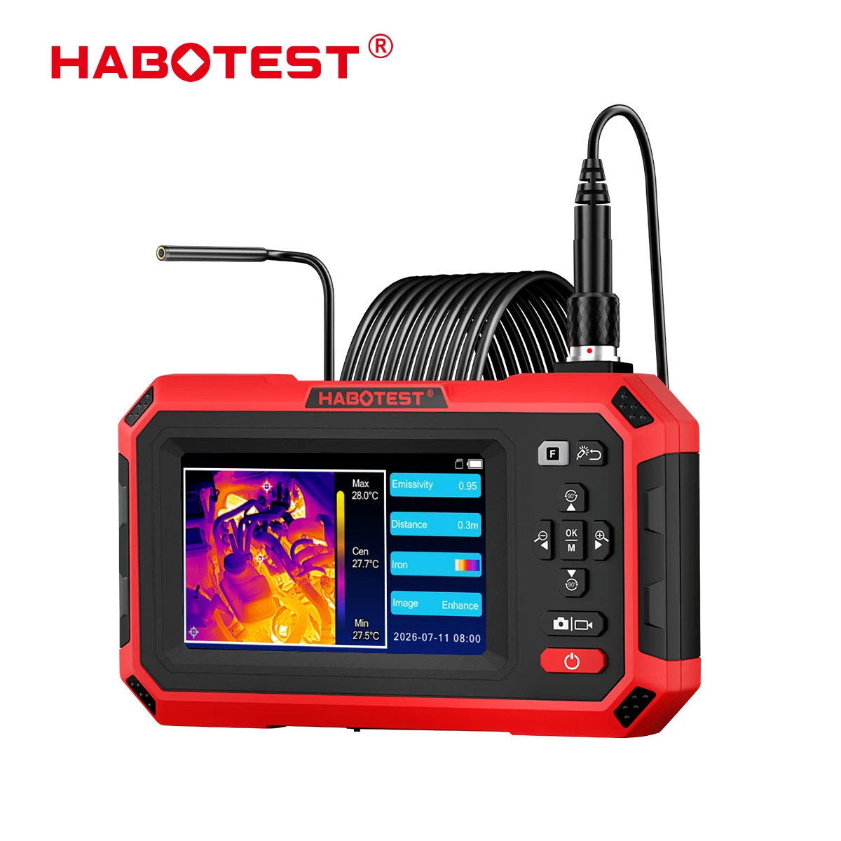 HABOTEST HT669IR Thermal Imaging Endoscope Handheld Industrial Videoscope Probe -20℃~550℃ Thermal Detector Car Inspection Tool