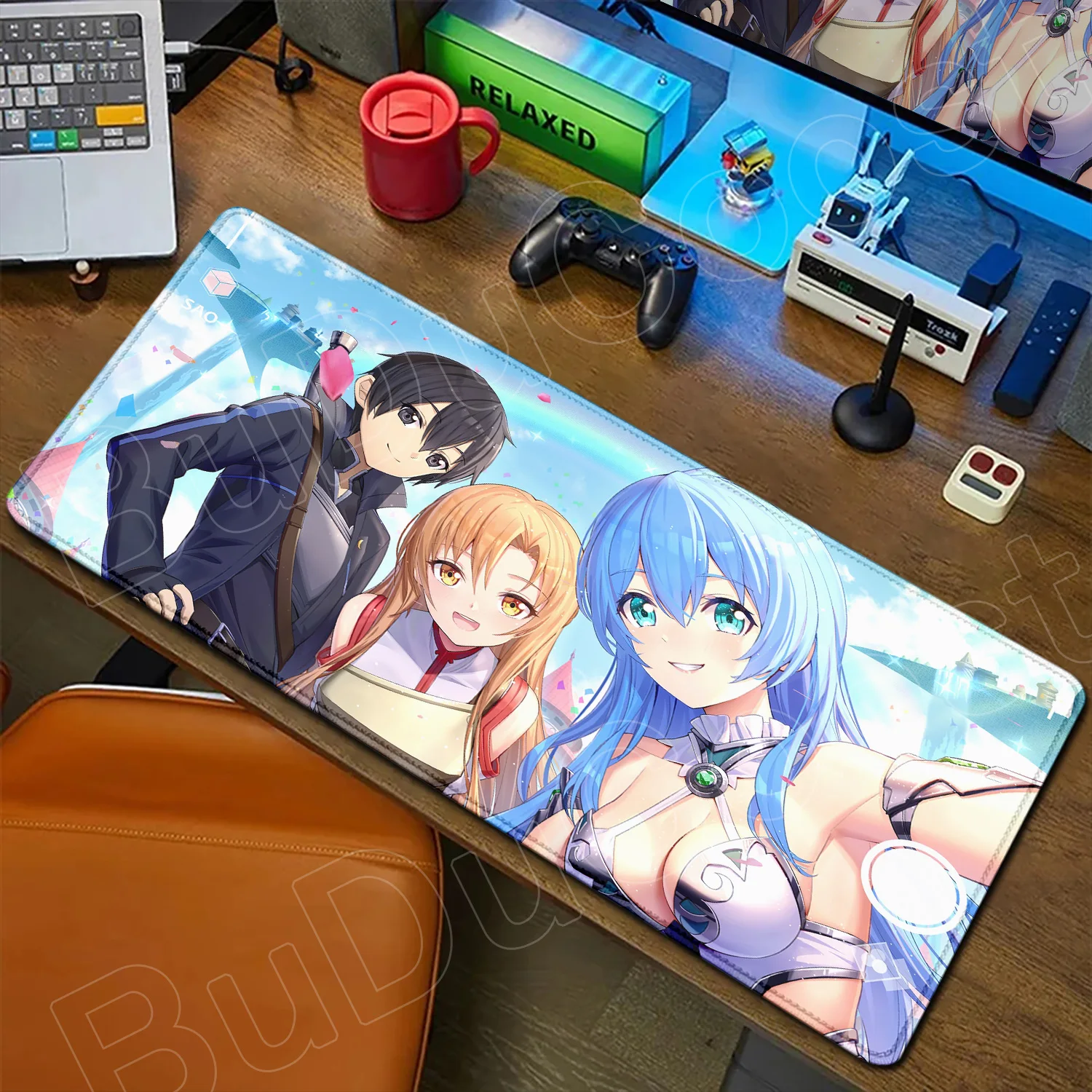 السيف الفن على الانترنت ساو يوكي Asuna أنيمي ماوس الوسادة لعبة كبيرة عدم الانزلاق المطاط دائم ماوس XXL مكتب للحاسوب شخصي حصيرة HD لوحة المفاتيح #2