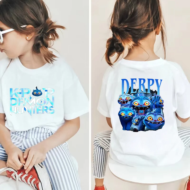 مضحك الطفل الملابس القطنية Kpop شيطان الصيادين النمر الجرافيك Y2k بلايز الفتيات الفتيان تي شيرت الاطفال قصيرة الأكمام تيز قمصان الزي