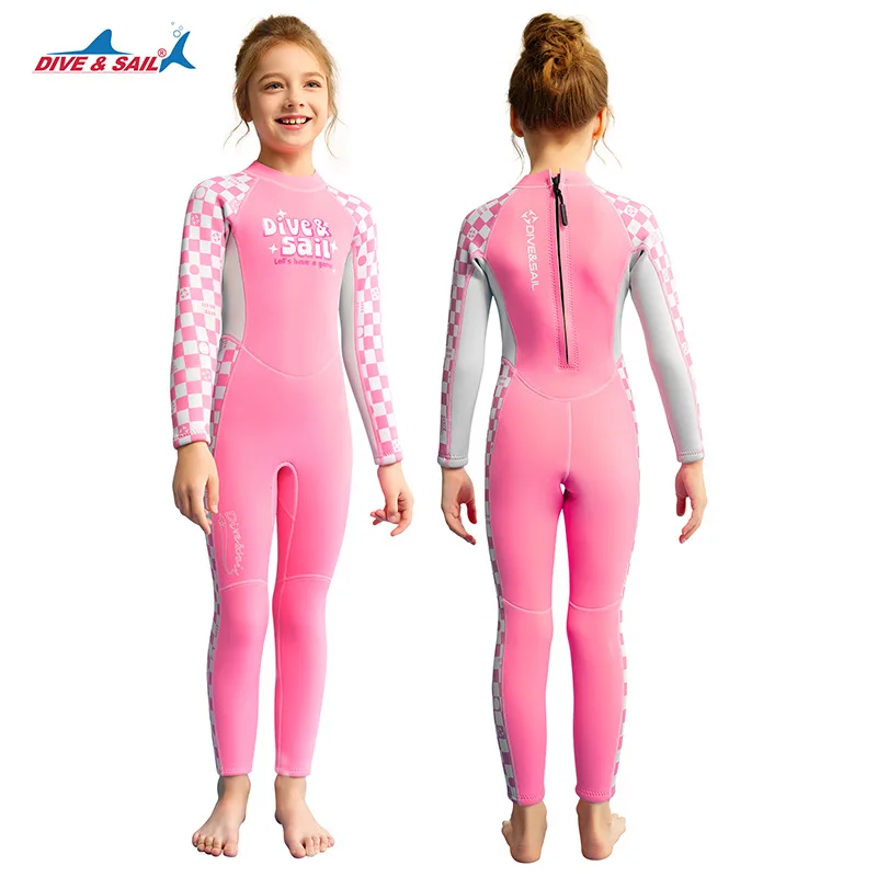 Kids 2.5MM Thick Thermal Long Sleeve Neoprene Wetsuit UPF50+ UV Protection Diving Suit for Sailing Snorkeling Surfing Swimming W