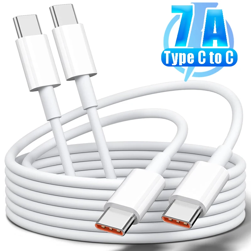 7A Fast Charger Cord Dual Type C Cables USB C To C Data Transfer Wire Universal QC3.0 Cable for IPhone 15 Samsung Xiaomi Huawei