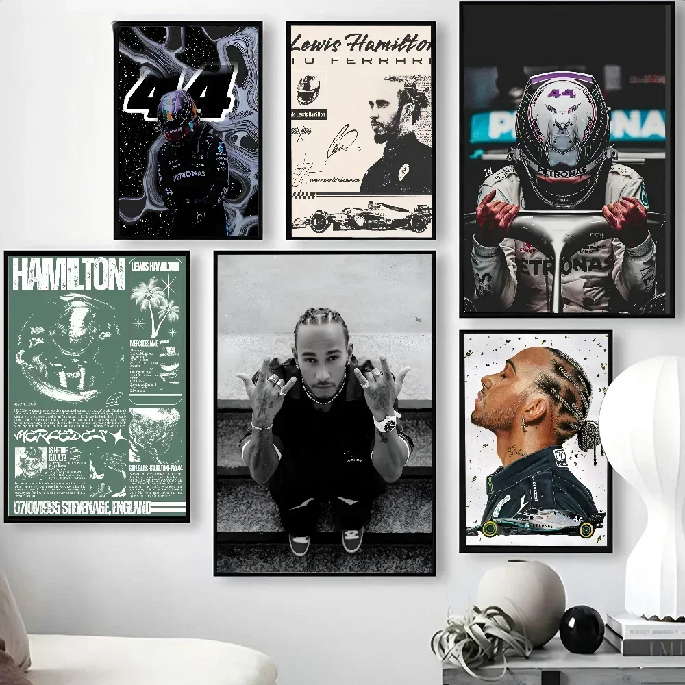 F1 بطل السباق الأسطوري شخصية L-Lewis هاميلتون المشارك ذاتية اللصق الفن ورق مقاوم للماء ملصق مقهى غرفة البار