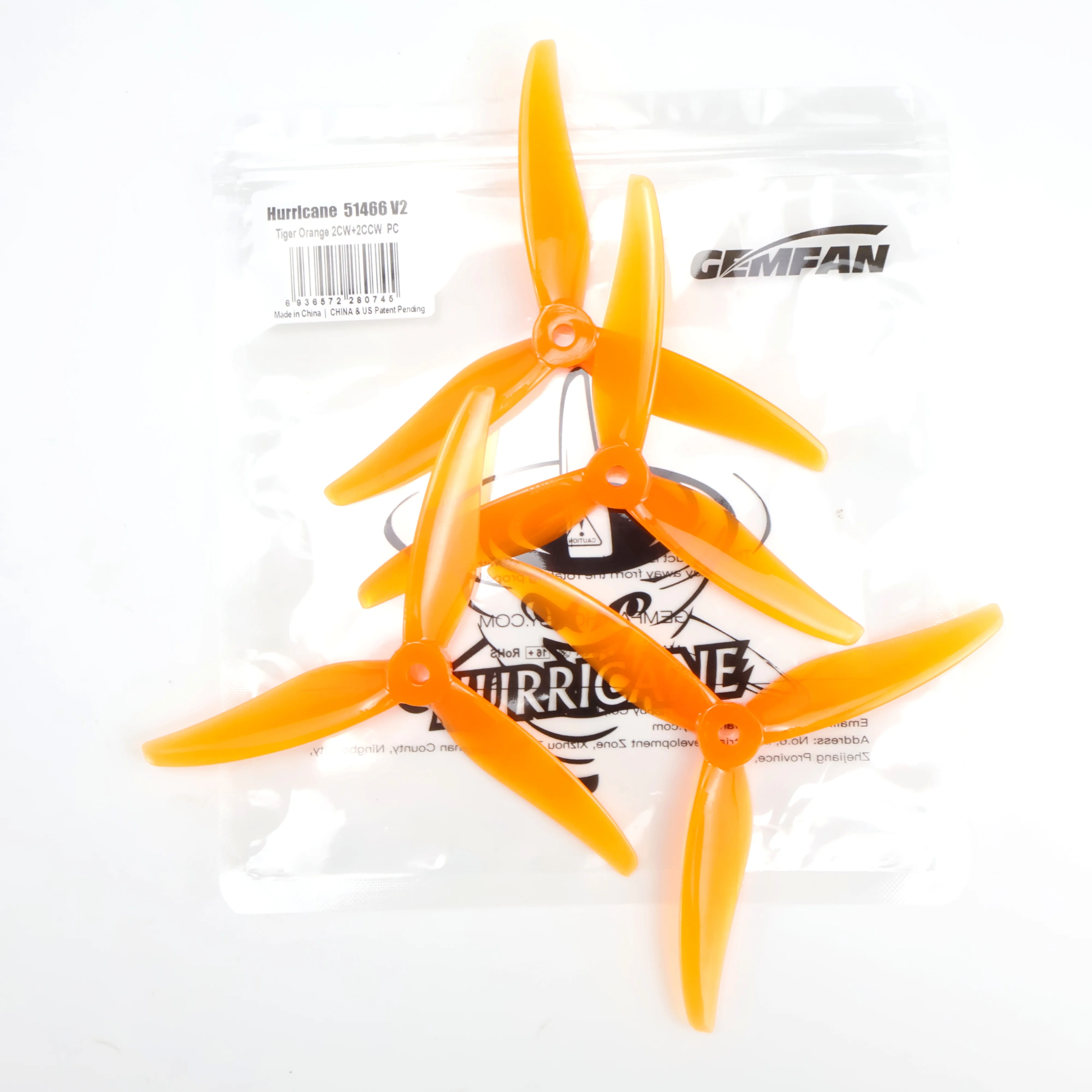 4PCSOrange Gemfan Hurricane 51466 MCKV2 3-Blatt PC Propeller 2CW + 2CCW für 2207 motor DIY Teile für RC FPV Freestyle 5 zoll Drohnen