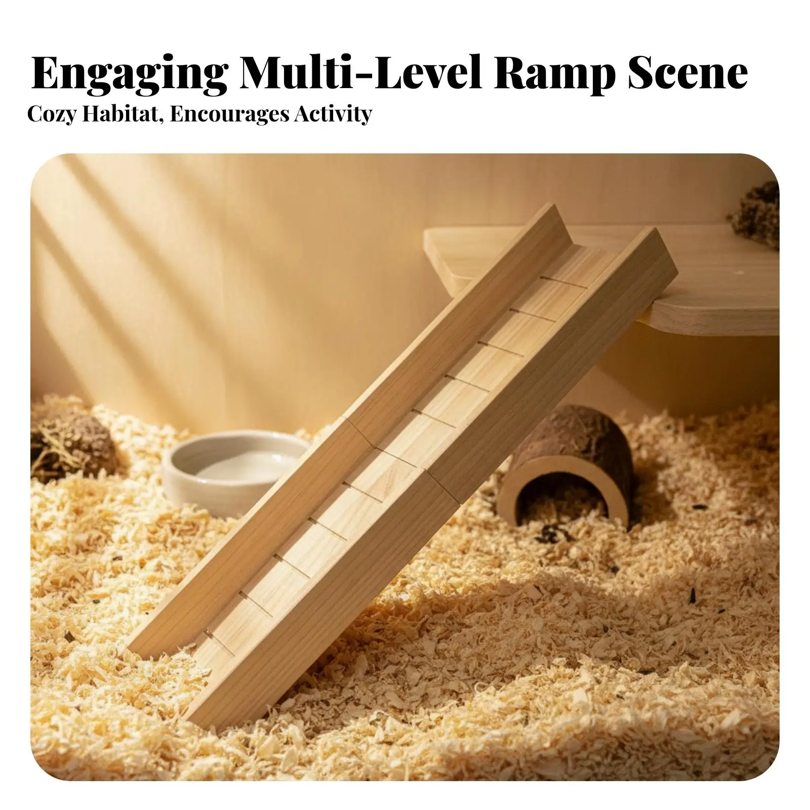 Foldable Wooden Hamster Cage Stair with Anti Slip Grooved Surface for Small Pets