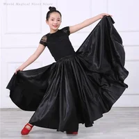 Falda larga de 360 grados para niños y adultos, vestido de bailarina, faldas largas gitanas para danza del vientre, traje de actuación de baile de Tango Flamenco latino
