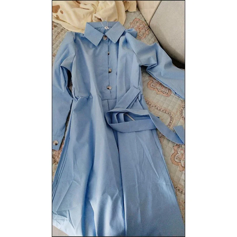 Mulheres cor combinando vestido 2025 outono manga longa camisa elegante primavera longo a linha vestido casual estilo de rua vestidos mujer 123