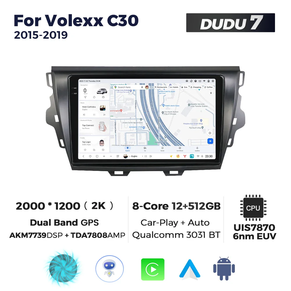 Mekede DUDU6 DUDU7 12 + 512GB Android Autoradio Car Stereo Per Volexx C30 2015-2019 Multimediale Per Auto 2K HD QLED schermo
