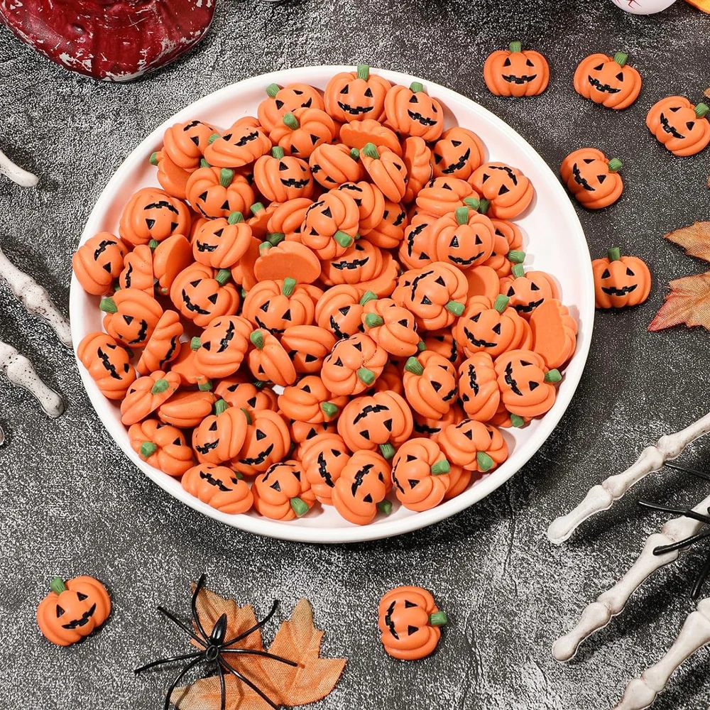 10/20pcs Halloween Resin Pumpkin Miniatures, Flatback Charms for Micro Landscape Home DIY Craft Decoration Supplies