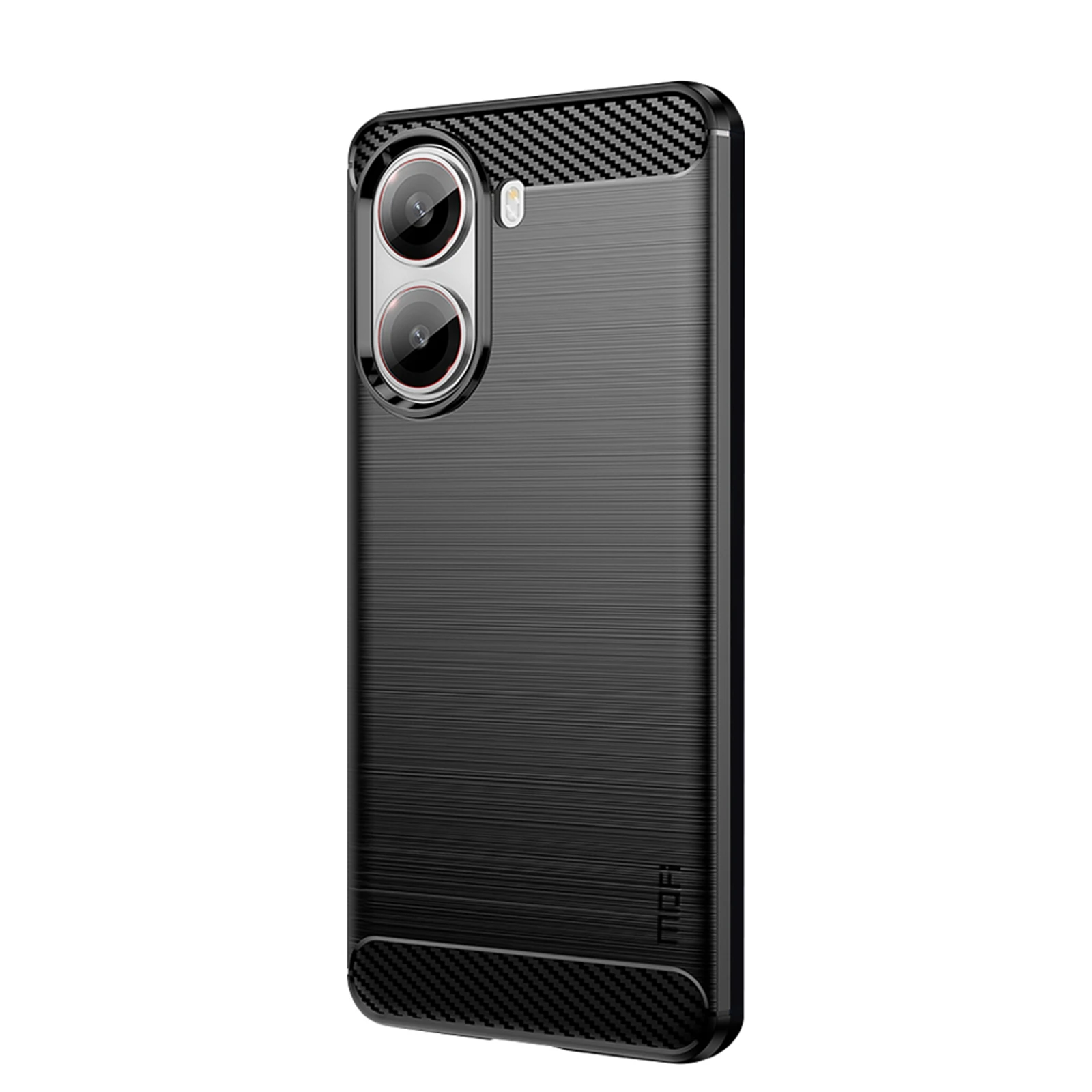 

For Xiaomi Redmi Turbo 4 5G Back Cover MOFI Brushed Texture Carbon Fiber Soft TPU Case - Black