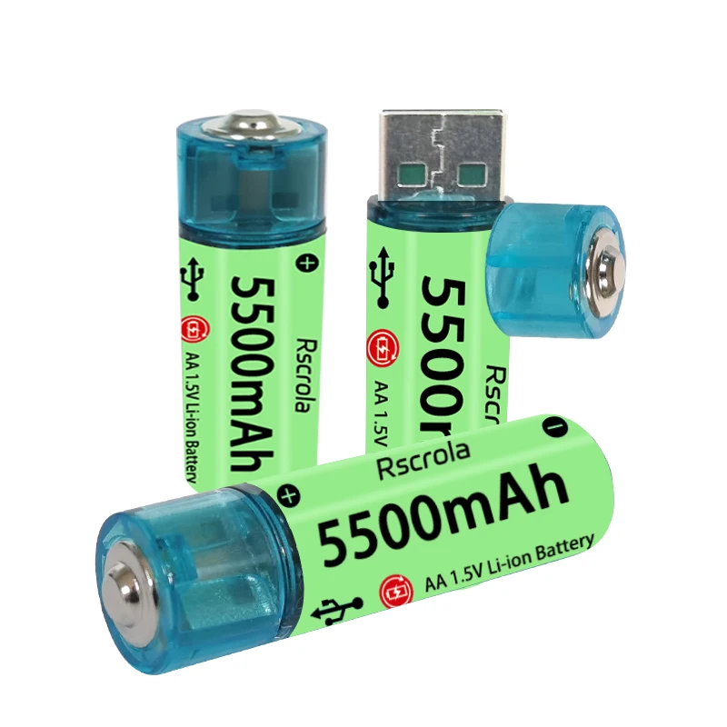 Batterie Li-ion universelle AA Rechargeable, Durable, 5500mAh, charge directe USB, pour jouets, horloges, contrôleurs de jeu, caméras