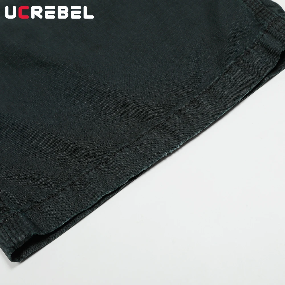 Celana Kargo Tinta Percikan Retro Celana Kaki Lebar Kaki Lurus Longgar Banyak Saku High Street Pria Celana Panjang Pria