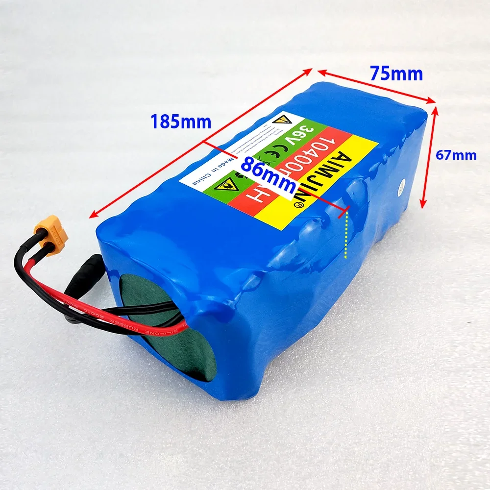 36V battery 10.4Ah actual capacity 10S4P rechargeable battery 18650 lithium-ion battery pack 500W 1000W,42V 2A charger