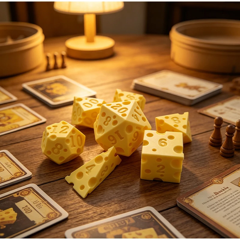 7 Cheese 3D Printing Game Dice Irregular Solid Number Multi-sided Dice Ornaments  Classmates Game Family Gatherings Party Gifts