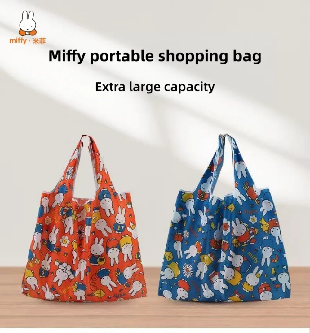 Bolsa de Compras Plegable Miffy, Linda y Extra Grande, Impermeable, de Nailon Resistente, para Viajes, Compras y Almacenamiento