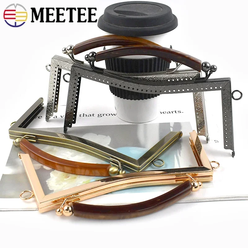 

1/2Pc 21cm Women's Bag Handle Embossed Metal Purse Frame Kiss Clasp for Handbag Lock Sewing Brackets DIY Bags Accessories